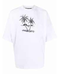 Palm Angels Sunset Palms Logo Over Tee Optical White