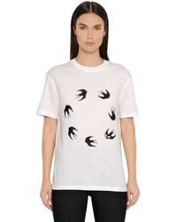 McQ by Alexander McQueen Swallow Print Cotton Jersey T Shirt