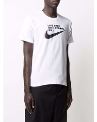 Black Comme Des Garçons Swoosh Print Cotton T Shirt