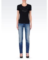Armani Jeans T Shirt In Stretch Cotton Jersey