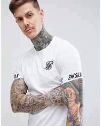 Siksilk T Shirt In White With Tape Sleeve