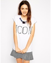 Asos T Shirt With Icon Print And Embellished Neckline