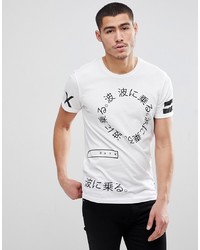 Solid T Shirt With Japanese Print