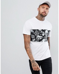 Pull&Bear T Shirt With Skull Chest Print In White