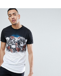 Religion Tall T Shirt With Skull Roses Fade