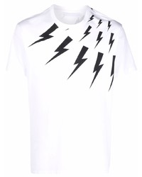 Neil Barrett Thunderbolt Print Cotton T Shirt