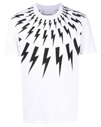 Neil Barrett Thunderbolt Print Cotton T Shirt