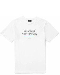Saturdays Nyc Underlined Standard Printed Cotton Jersey T Shirt