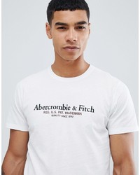 Abercrombie & Fitch Varsity Print Logo T Shirt In White