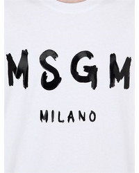 MSGM Vinyl Logo Print Cotton Jersey T Shirt