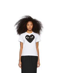 Comme Des Garcons Play White And Black Heart T Shirt