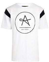 River Island White Antioch Circle Logo Print T Shirt
