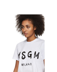 MSGM White Artist Logo T Shirt