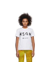 MSGM White Artist Logo T Shirt