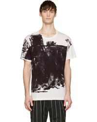 Yohji Yamamoto White Black Ink Roller Print T Shirt