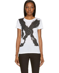 Saint Laurent White Black X Print T Shirt