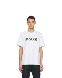 MSGM White Carnivore Plant Logo T Shirt