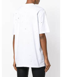 Givenchy White Distressed Logo T Shirt