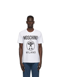 Moschino White Double Question Mark Logo T Shirt