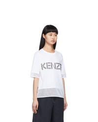 Kenzo White Dual Material Logo T Shirt