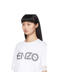 Kenzo White Dual Material Logo T Shirt