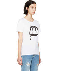 Saint Laurent White Fang Print T Shirt