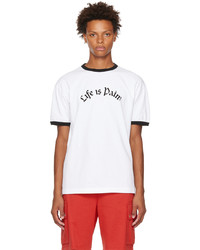 Palm Angels White Life Is Palm Bowling T Shirt