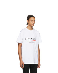 Givenchy White Oversized Label Printed T Shirt