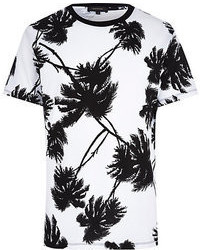 River Island White Palm Tree Print T Shirt