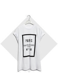 River Island White Paris Haute Studio Print T Shirt