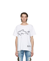 Greg Lauren White Paul And Shark Edition Drip Shark T Shirt