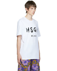 MSGM White Printed T Shirt