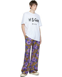 MSGM White Printed T Shirt