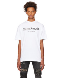 Palm Angels White Rhinestone Sprayed Classic T Shirt