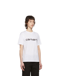 Carhartt Work In Progress White Script Logo T Shirt