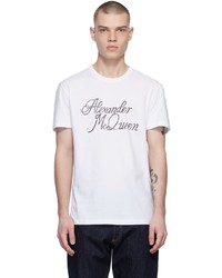 Alexander McQueen White Script T Shirt