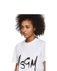MSGM White Spray Logo T Shirt