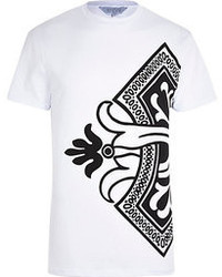 River Island White Systvm Abstract Print T Shirt