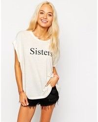 Wildfox Couture Wildfox Oversized T Shirt With Sisters Print White