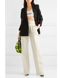 Off-White Cropped Printed Stretch Jersey Top