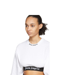 Palm Angels White Cropped Logo Over T Shirt