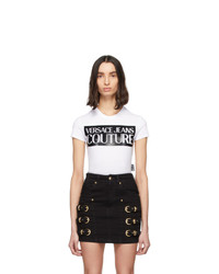 Versace Jeans Couture White Logo Cropped T Shirt