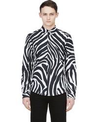 Versus Black White Zebra Print Shirt