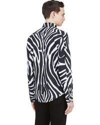 Versus Black White Zebra Print Shirt