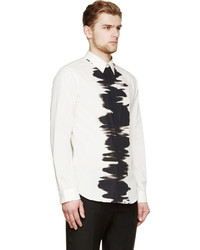 Calvin Klein Collection White Black Water Print Button Up Shirt