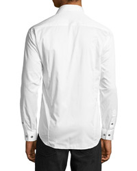 Bogosse Floral Print Tuxedo Sport Shirt Blackwhite