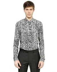 Kris Van Assche Zigzag Printed Cotton Poplin Shirt