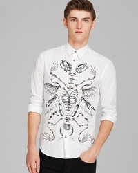 McQ by Alexander McQueen Mcq Skeleton Graphic Button Down Shirt Slim Fit