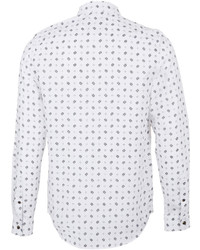 Topman White Geometric Paisley Print Long Sleeve Shirt
