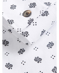 Topman White Geometric Paisley Print Long Sleeve Shirt